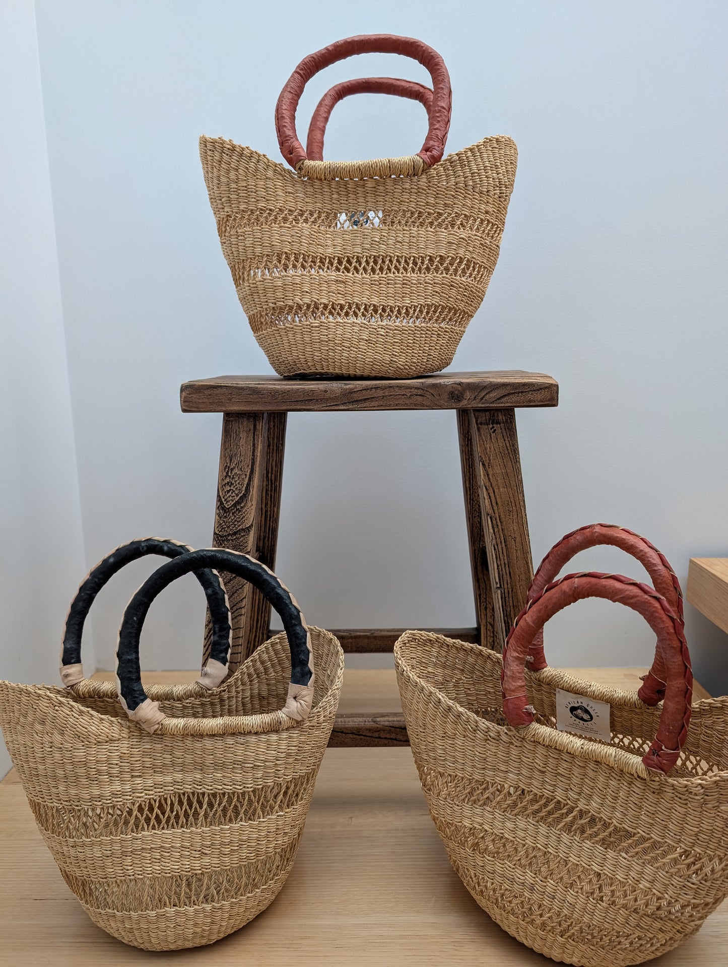 Handmade Mini Queen Basket - Natural with Tan Handle