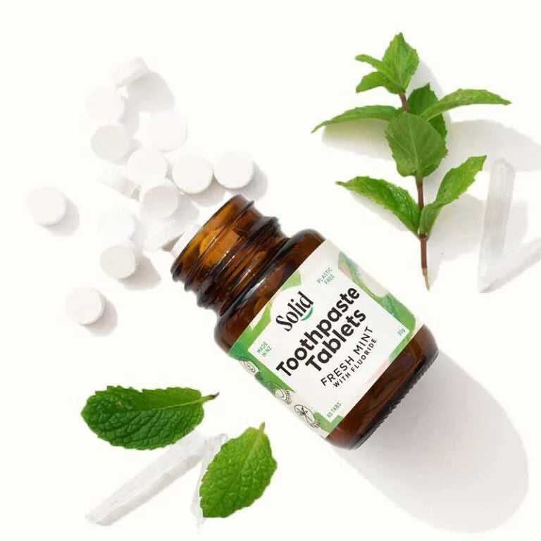 Solid Fresh Mint Toothpaste Tablets - Glass Jar