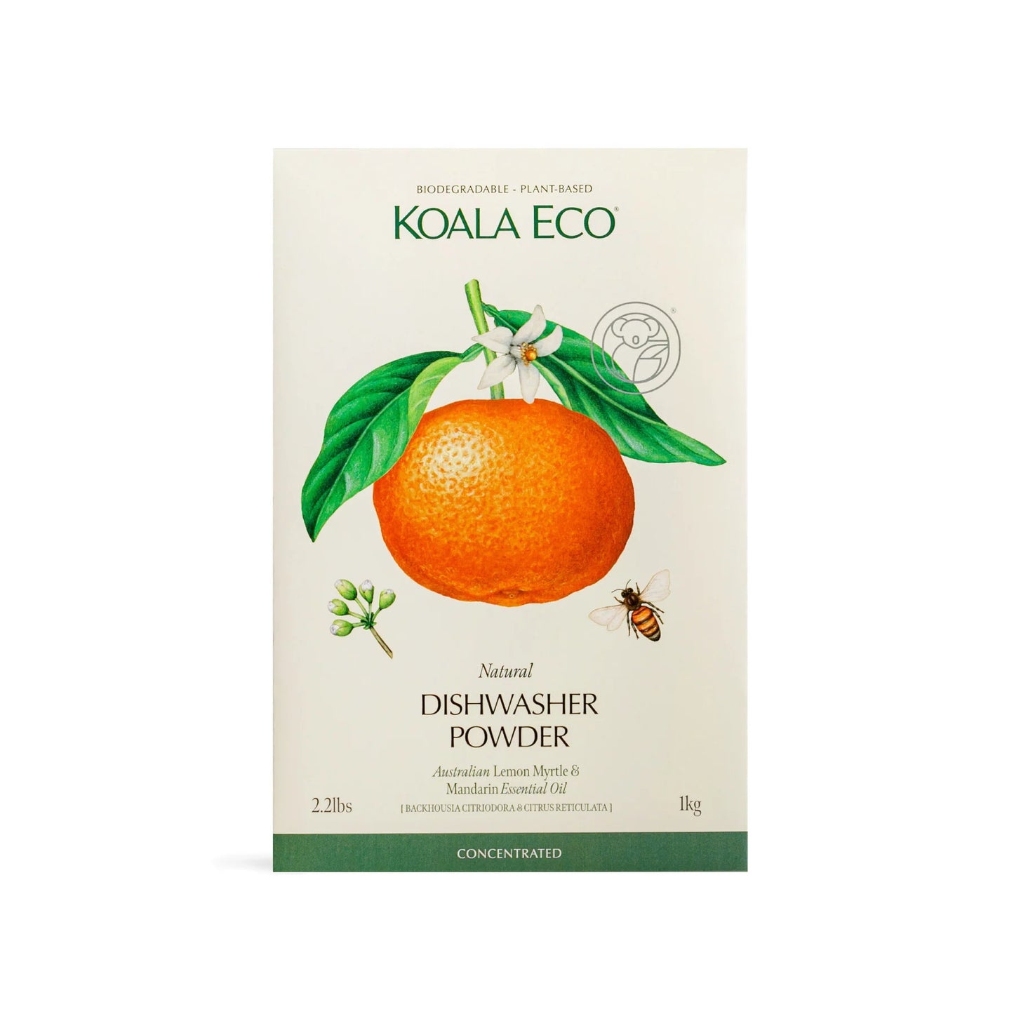 Koala Eco Natural Dishwasher Powder - Australian Lemon Myrtle & Mandarin 1Kg