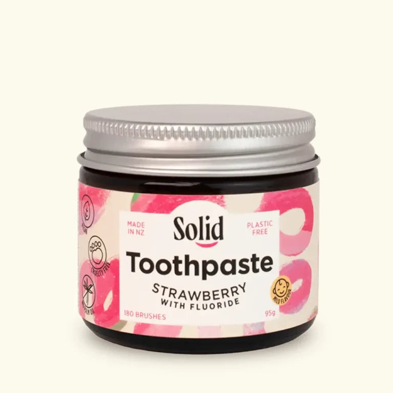 Solid Strawberry Toothpaste - Glass Jar