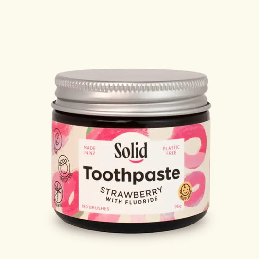 Solid Strawberry Toothpaste - Glass Jar