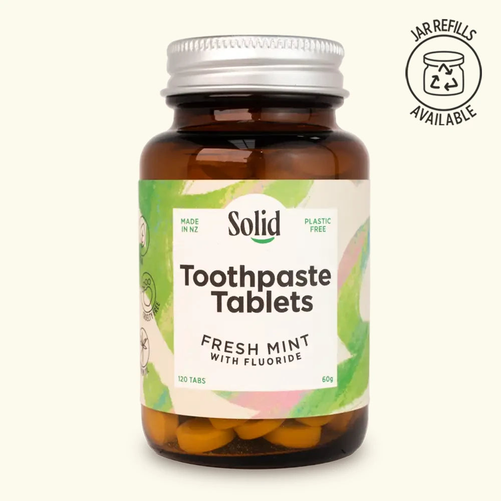Solid Fresh Mint Toothpaste Tablets - Glass Jar